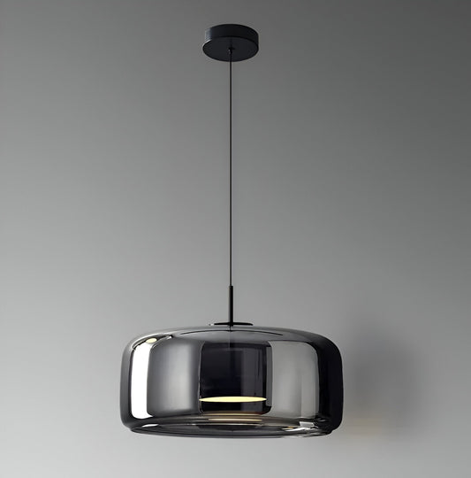 Modern Glass Pendant Light – Adjustable Black Hanging Light with Hand-Blown Smoke Gray Shades for Kitchen Pendant Lighting 3