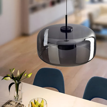 Modern Glass Pendant Light – Adjustable Black Hanging Light with Hand-Blown Smoke Gray Shades for Kitchen Pendant Lighting 11