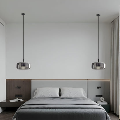 Modern Glass Pendant Light – Adjustable Black Hanging Light with Hand-Blown Smoke Gray Shades for Kitchen Pendant Lighting 8