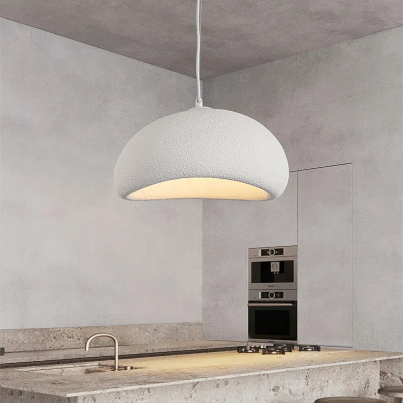 Nordic Wabi Sabi Pendant Light – Minimalist Fiberglass Hanging Light with Adjustable Height for Kitchen and Dining Spaces 2